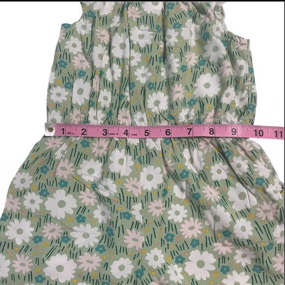 Set of 2 Girls Rompers- Green Floral and a Peach color Pineapple foil Print. - Picture 9 of 14